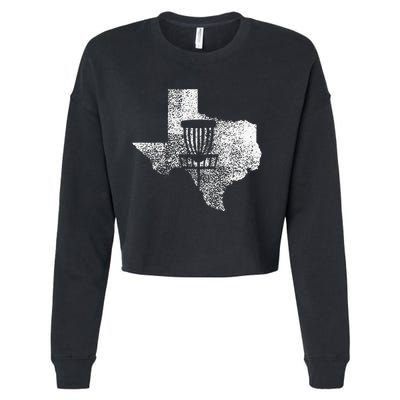 Texas Disc Golf State With Basket Distressed Cropped Pullover Crew