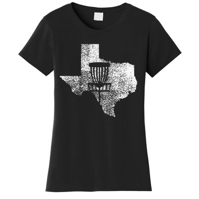 Texas Disc Golf State With Basket Distressed Women's T-Shirt