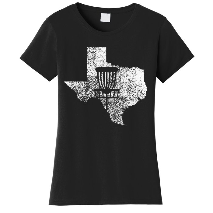 Texas Disc Golf State With Basket Distressed Women's T-Shirt