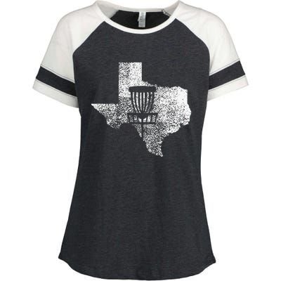 Texas Disc Golf State With Basket Distressed Enza Ladies Jersey Colorblock Tee