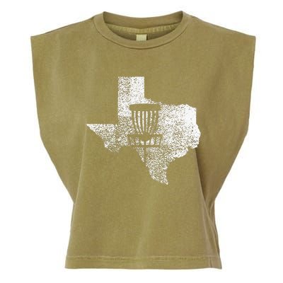 Texas Disc Golf State With Basket Distressed Garment-Dyed Women's Muscle Tee