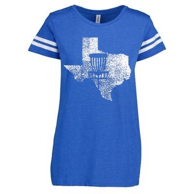 Texas Disc Golf State With Basket Distressed Enza Ladies Jersey Football T-Shirt