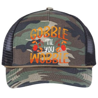 Thanksgiving Dinner Gobble Till You Wobble Gift Retro Rope Trucker Hat Cap