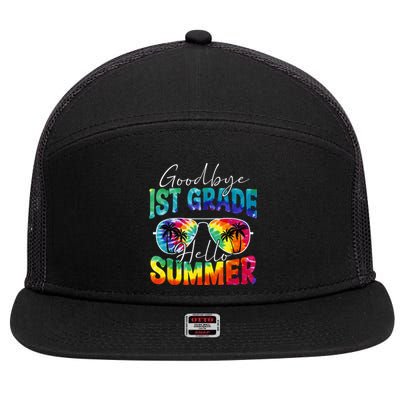 Tie Dye Goodbye 1st Grade Hello Summer Last Day Of School 7 Panel Mesh Trucker Snapback Hat