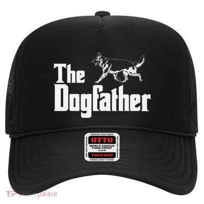 The Dogfather German Shepherd Funny Gift High Crown Mesh Back Trucker Hat