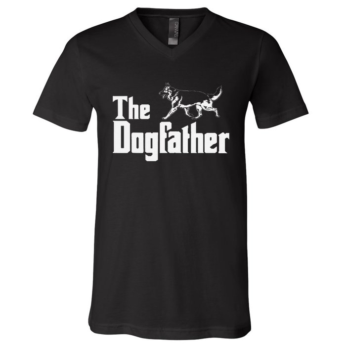 The Dogfather German Shepherd Funny Gift V-Neck T-Shirt