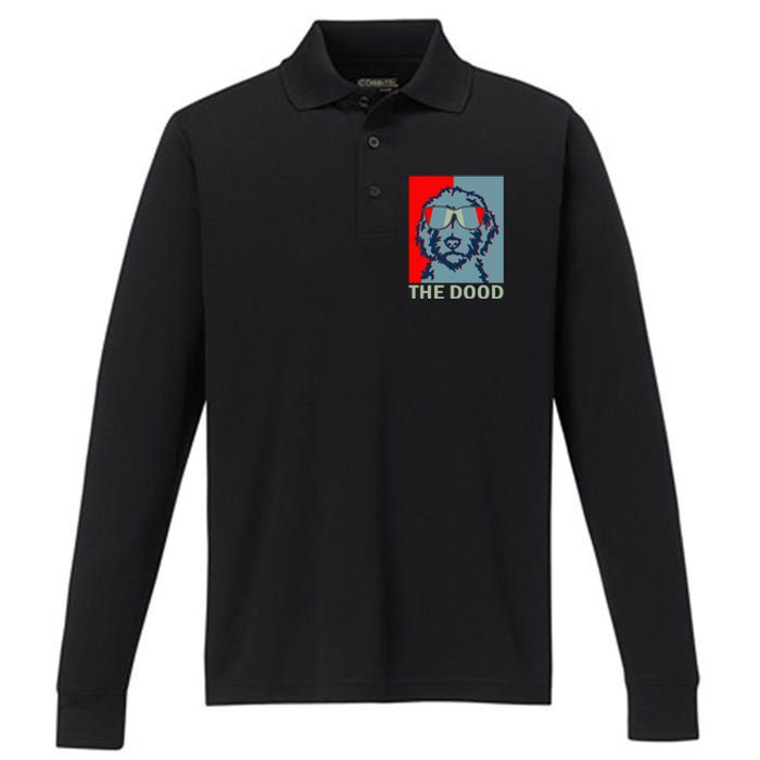 The Dood Goldendoodle Doodle Dad Performance Long Sleeve Polo