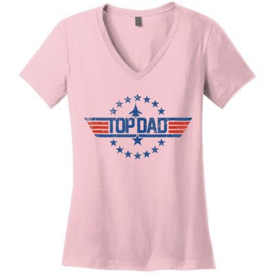 Top Dad Gift For Dad For Fathers Day Funny Top Gun Women's V-Neck T-Shirt