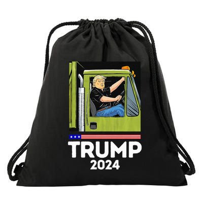 Trump Driving Garbage Truck Team Garbage Drawstring Bag