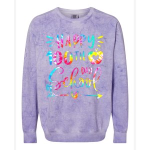 Tie Dye Happy 100th Day Of School Teacher Student 100 Days Colorblast Crewneck Sweatshirt