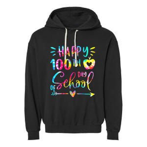 Tie Dye Happy 100th Day Of School Teacher Student 100 Days Garment-Dyed Fleece Hoodie