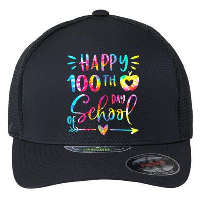 Tie Dye Happy 100th Day Of School Teacher Student 100 Days Flexfit Unipanel Trucker Cap