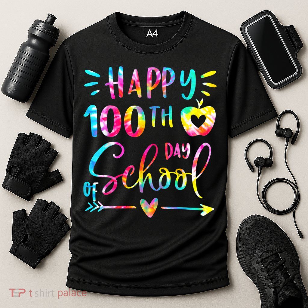 Tie Dye Happy 100th Day Of School Teacher Student 100 Days Performance Shirt