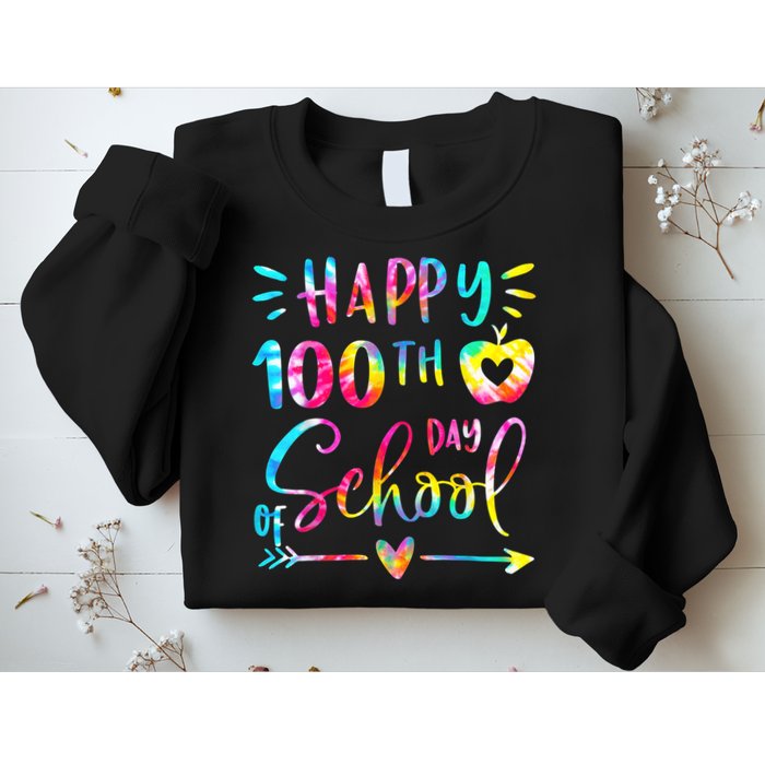 Tie Dye Happy 100th Day Of School Teacher Student 100 Days Sweatshirt