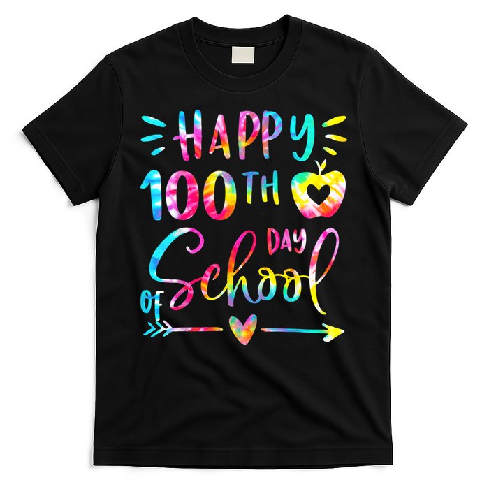 Tie Dye Happy 100th Day Of School Teacher Student 100 Days T-Shirt