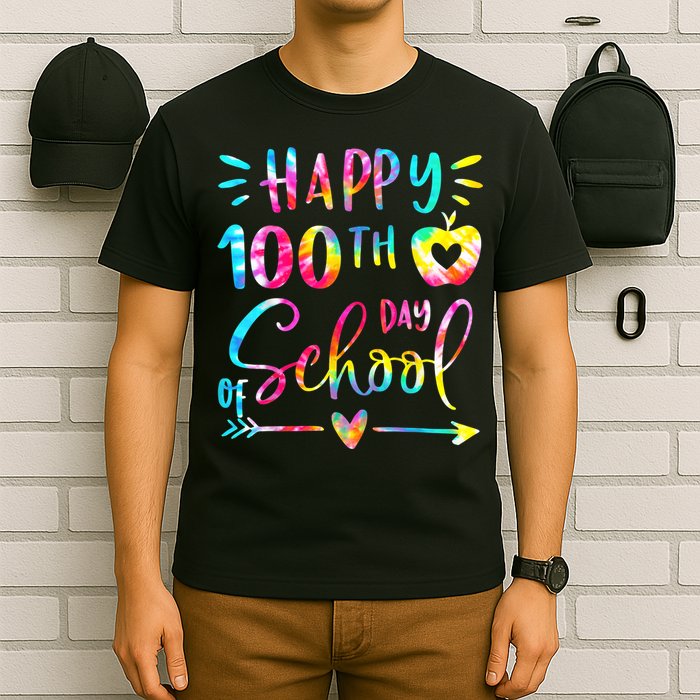Tie Dye Happy 100th Day Of School Teacher Student 100 Days T-Shirt