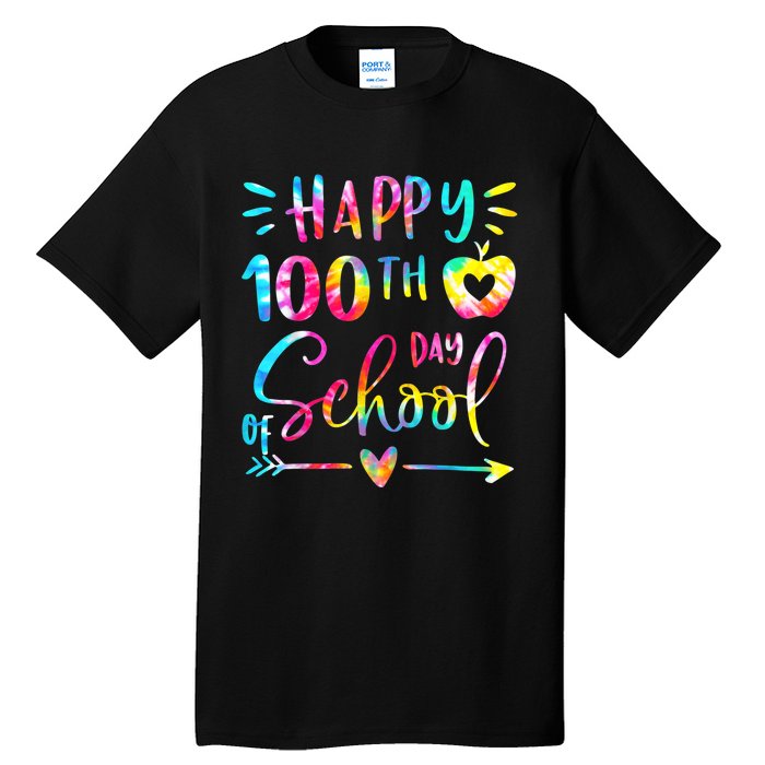 Tie Dye Happy 100th Day Of School Teacher Student 100 Days Tall T-Shirt