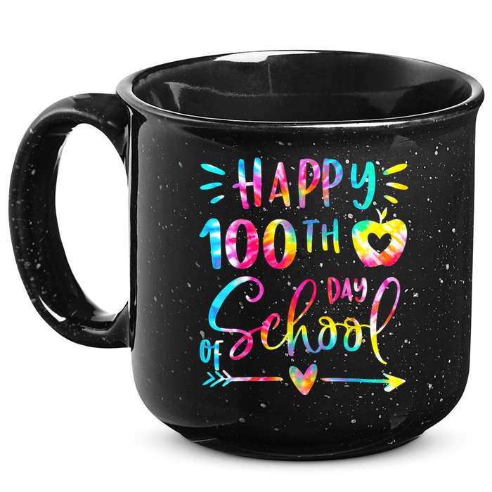 Tie Dye Happy 100th Day Of School Teacher Student 100 Days 15oz Campfire Ceramic Mug