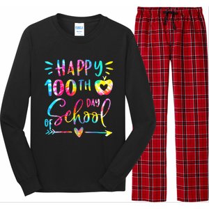 Tie Dye Happy 100th Day Of School Teacher Student 100 Days Long Sleeve Pajama Set