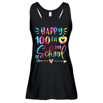 Tie Dye Happy 100th Day Of School Teacher Student 100 Days Ladies Essential Flowy Tank