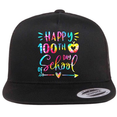 Tie Dye Happy 100th Day Of School Teacher Student 100 Days Flatbill Hat