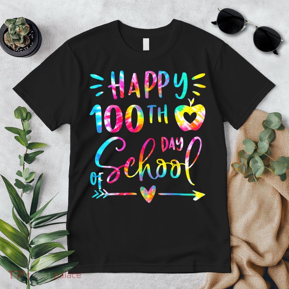 Tie Dye Happy 100th Day Of School Teacher Student 100 Days Premium T-Shirt
