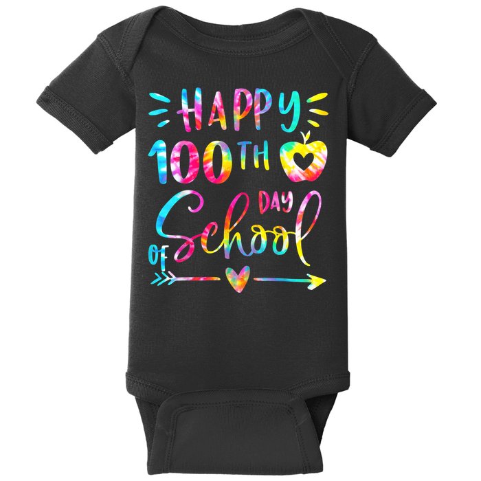 Tie Dye Happy 100th Day Of School Teacher Student 100 Days Baby Bodysuit