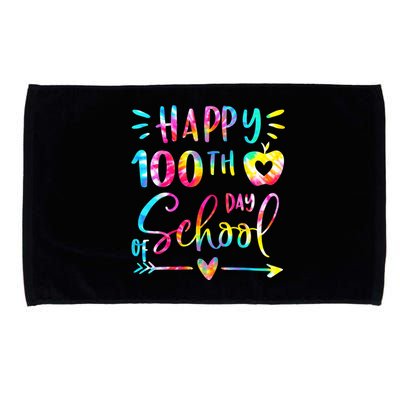 Tie Dye Happy 100th Day Of School Teacher Student 100 Days Microfiber Hand Towel