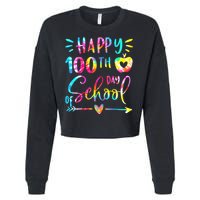Tie Dye Happy 100th Day Of School Teacher Student 100 Days Cropped Pullover Crew
