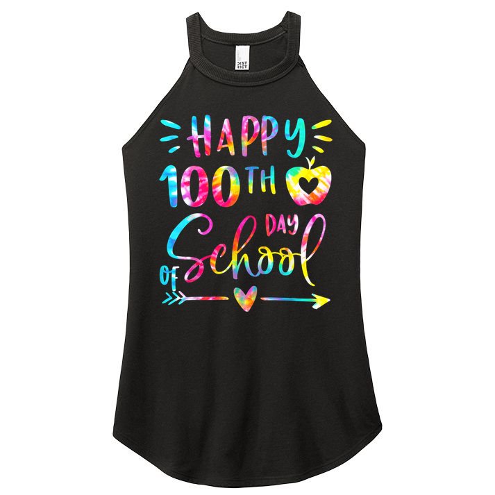 Tie Dye Happy 100th Day Of School Teacher Student 100 Days Women's Perfect Tri Rocker Tank