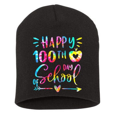 Tie Dye Happy 100th Day Of School Teacher Student 100 Days Short Acrylic Beanie