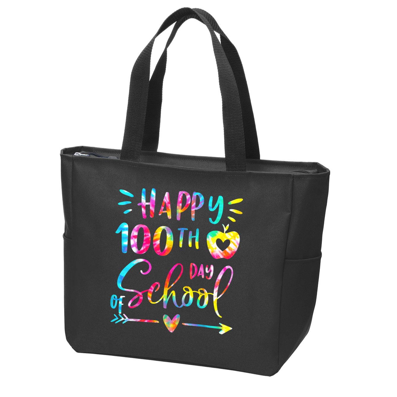Tie Dye Happy 100th Day Of School Teacher Student 100 Days Zip Tote Bag