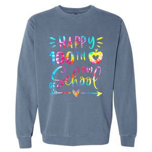 Tie Dye Happy 100th Day Of School Teacher Student 100 Days Garment-Dyed Sweatshirt