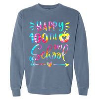 Tie Dye Happy 100th Day Of School Teacher Student 100 Days Garment-Dyed Sweatshirt