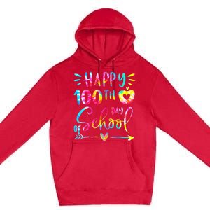 Tie Dye Happy 100th Day Of School Teacher Student 100 Days Premium Pullover Hoodie