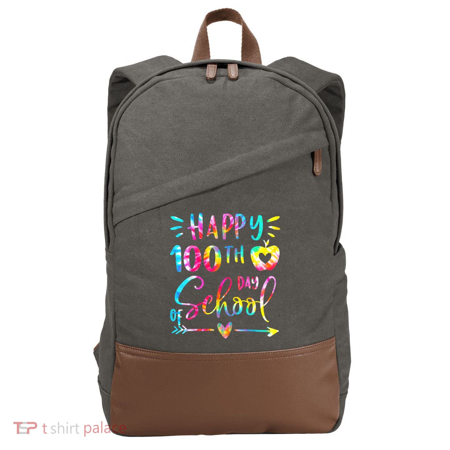 Tie Dye Happy 100th Day Of School Teacher Student 100 Days Cotton Canvas Backpack