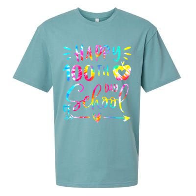Tie Dye Happy 100th Day Of School Teacher Student 100 Days Sueded Cloud Jersey T-Shirt