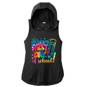 Tie Dye Happy First Day Of School Back To School Teacher Kids Ladies PosiCharge Tri-Blend Wicking Draft Hoodie Tank