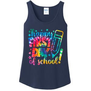 Tie Dye Happy First Day Of School Back To School Teacher Kids Ladies Essential Tank