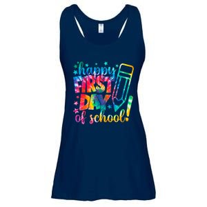 Tie Dye Happy First Day Of School Back To School Teacher Kids Ladies Essential Flowy Tank