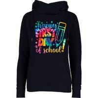 Tie Dye Happy First Day Of School Back To School Teacher Kids Womens Funnel Neck Pullover Hood