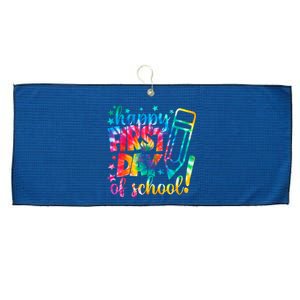 Tie Dye Happy First Day Of School Back To School Teacher Kids Large Microfiber Waffle Golf Towel