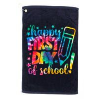 Tie Dye Happy First Day Of School Back To School Teacher Kids Platinum Collection Golf Towel