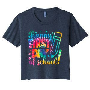 Tie Dye Happy First Day Of School Back To School Teacher Kids Women's Crop Top Tee