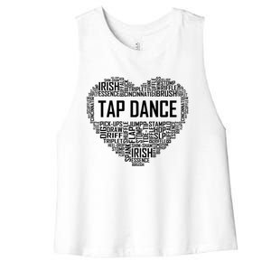 Tap Dance Heart Lover Gift Tap Dancer Funny Gift Dancing Teacher Great Gift Women's Racerback Cropped Tank