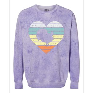 Turkey Day Heart Sunset Retro Thanksgiving Fall  Gift Colorblast Crewneck Sweatshirt