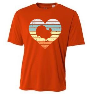 Turkey Day Heart Sunset Retro Thanksgiving Fall  Gift Cooling Performance Crew T-Shirt