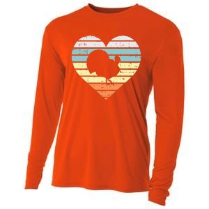 Turkey Day Heart Sunset Retro Thanksgiving Fall  Gift Cooling Performance Long Sleeve Crew