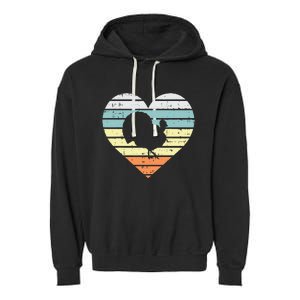 Turkey Day Heart Sunset Retro Thanksgiving Fall  Gift Garment-Dyed Fleece Hoodie