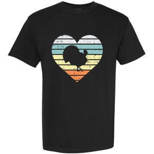 Turkey Day Heart Sunset Retro Thanksgiving Fall  Gift Garment-Dyed Heavyweight T-Shirt